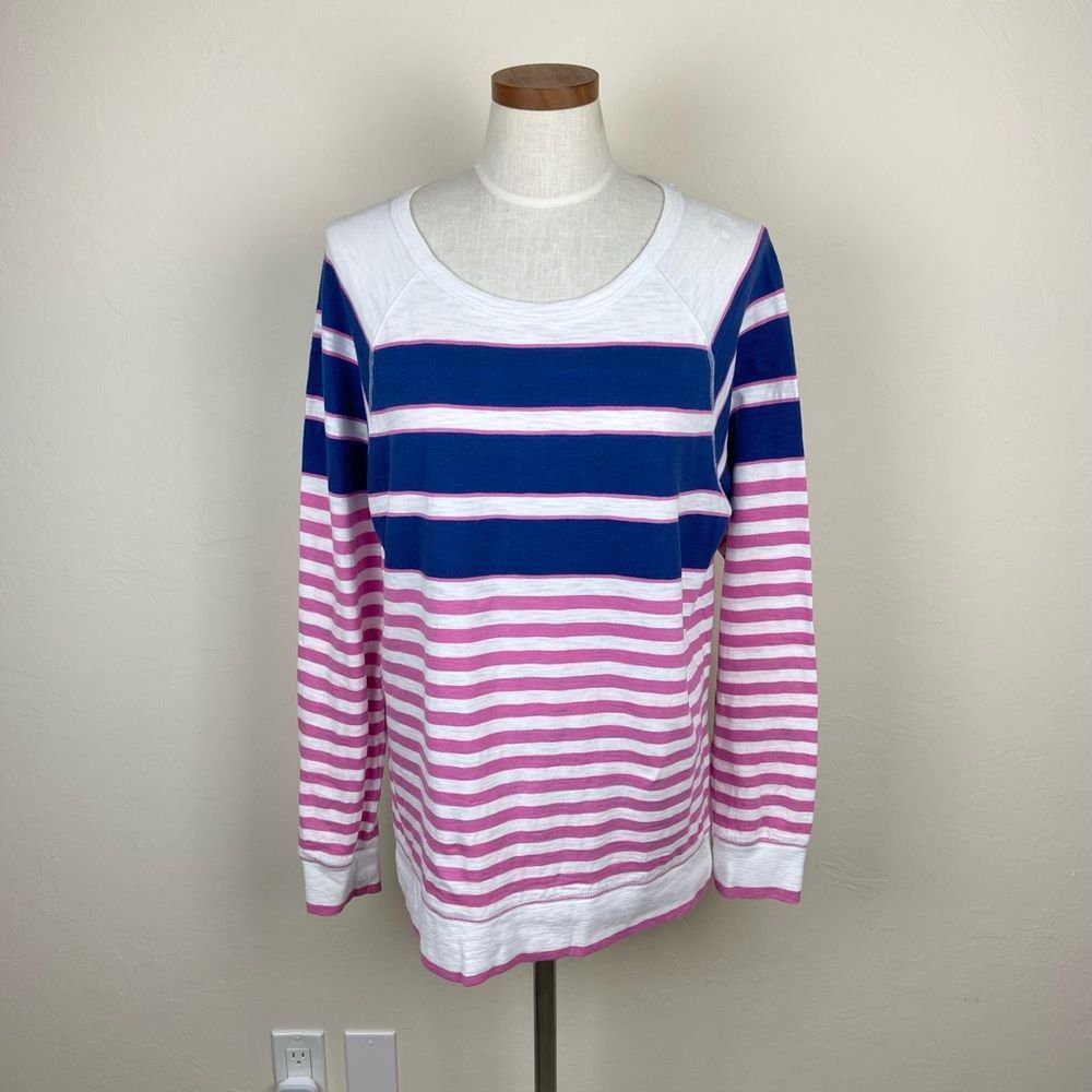 Southern Tide Blue and Pink Striped Long Sleeve Tee
